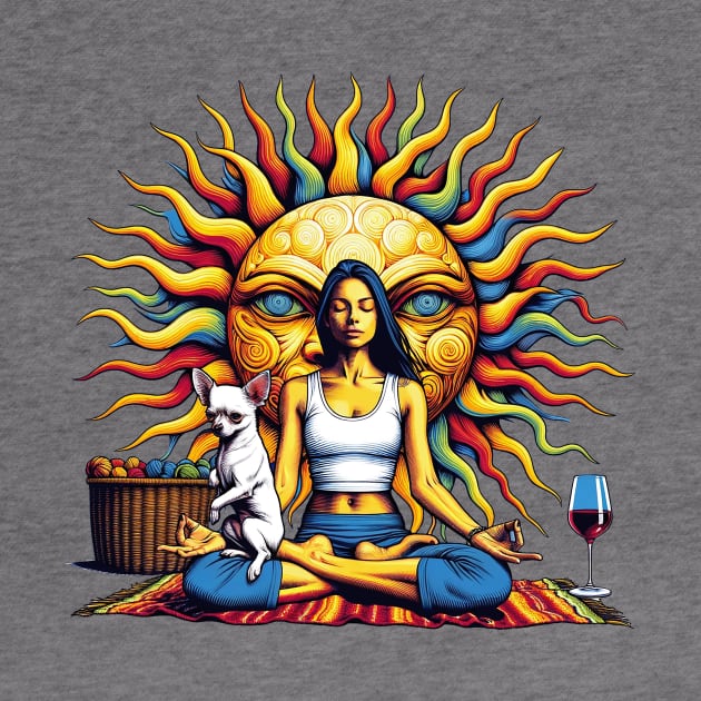 Zen Woman Chihuahua Meditation by Sideways Tees